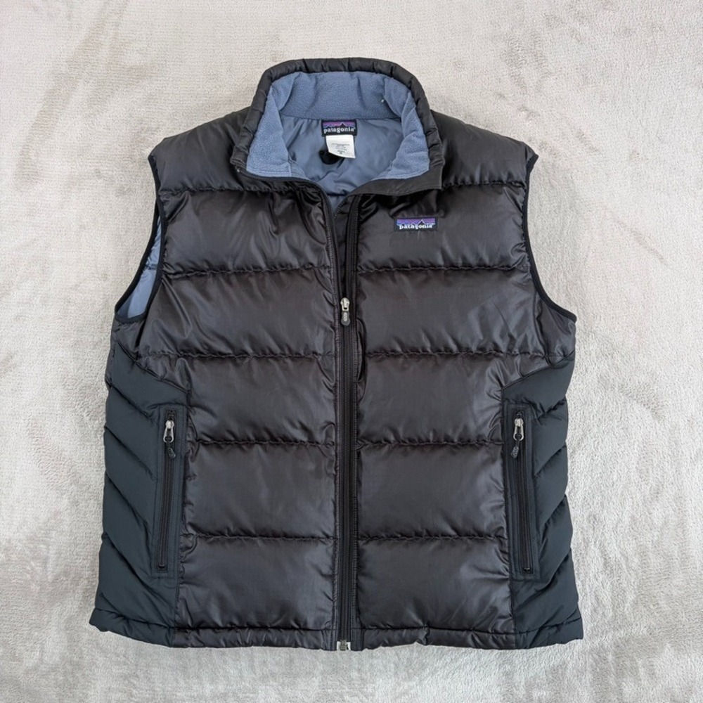 Patagonia Goose Down Puffer Vest in Black Men Medium Full Zip Pockets GorpCore
